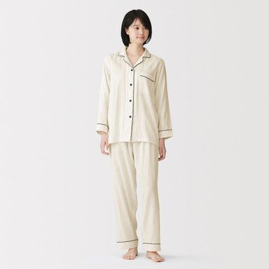 Pyjama-Set aus Baumwollgaze mit Paspelierung
