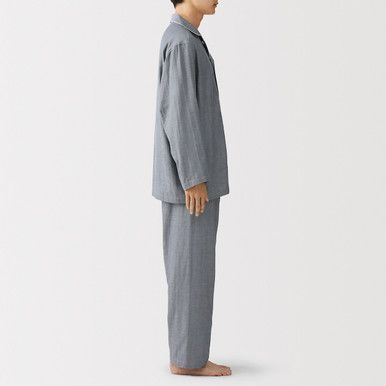 Herren-Pyjama-Set aus Doppelgaze mit langen Ärmeln