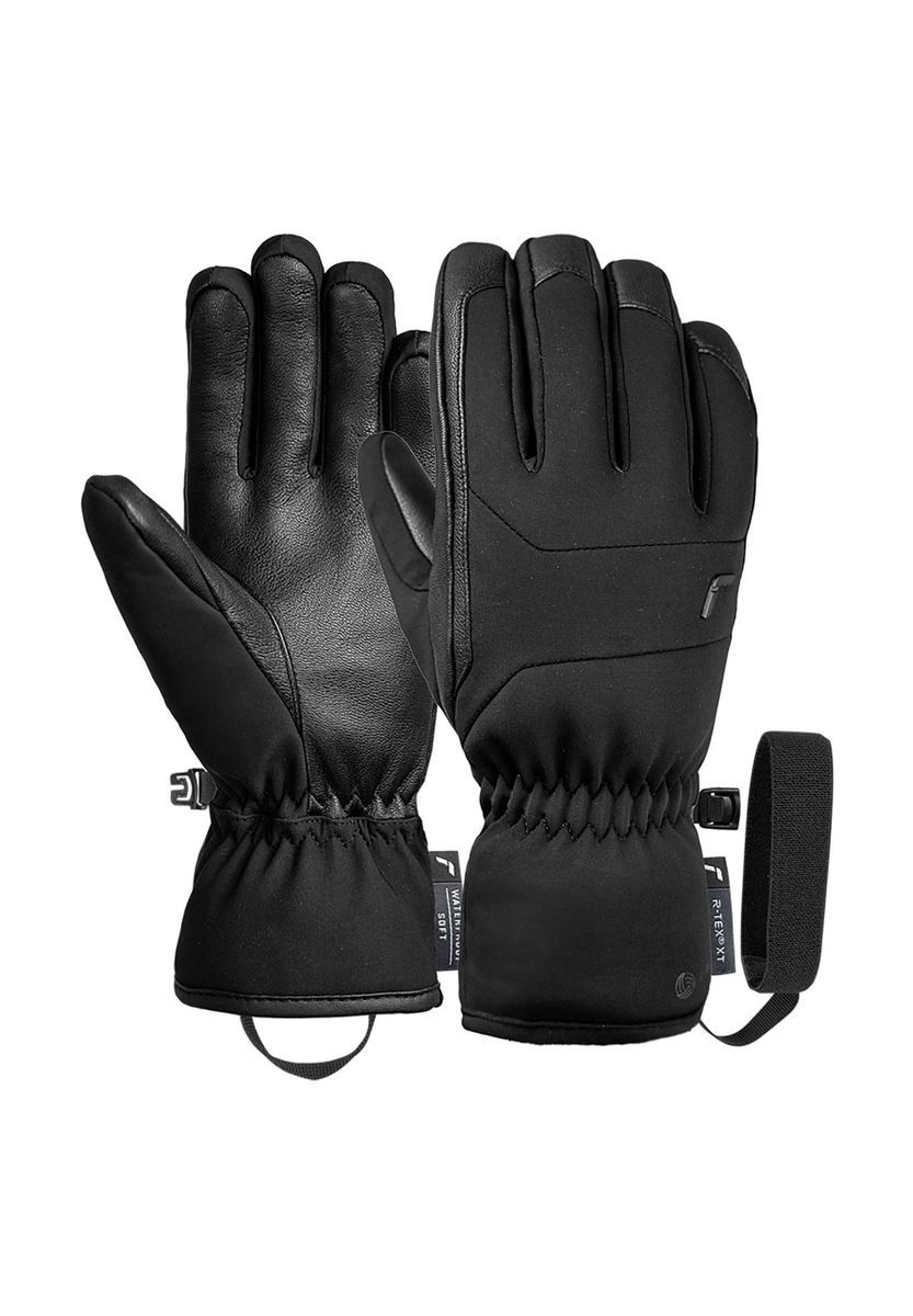 Schwarze Winter-Skihandschuhe mit Leder
