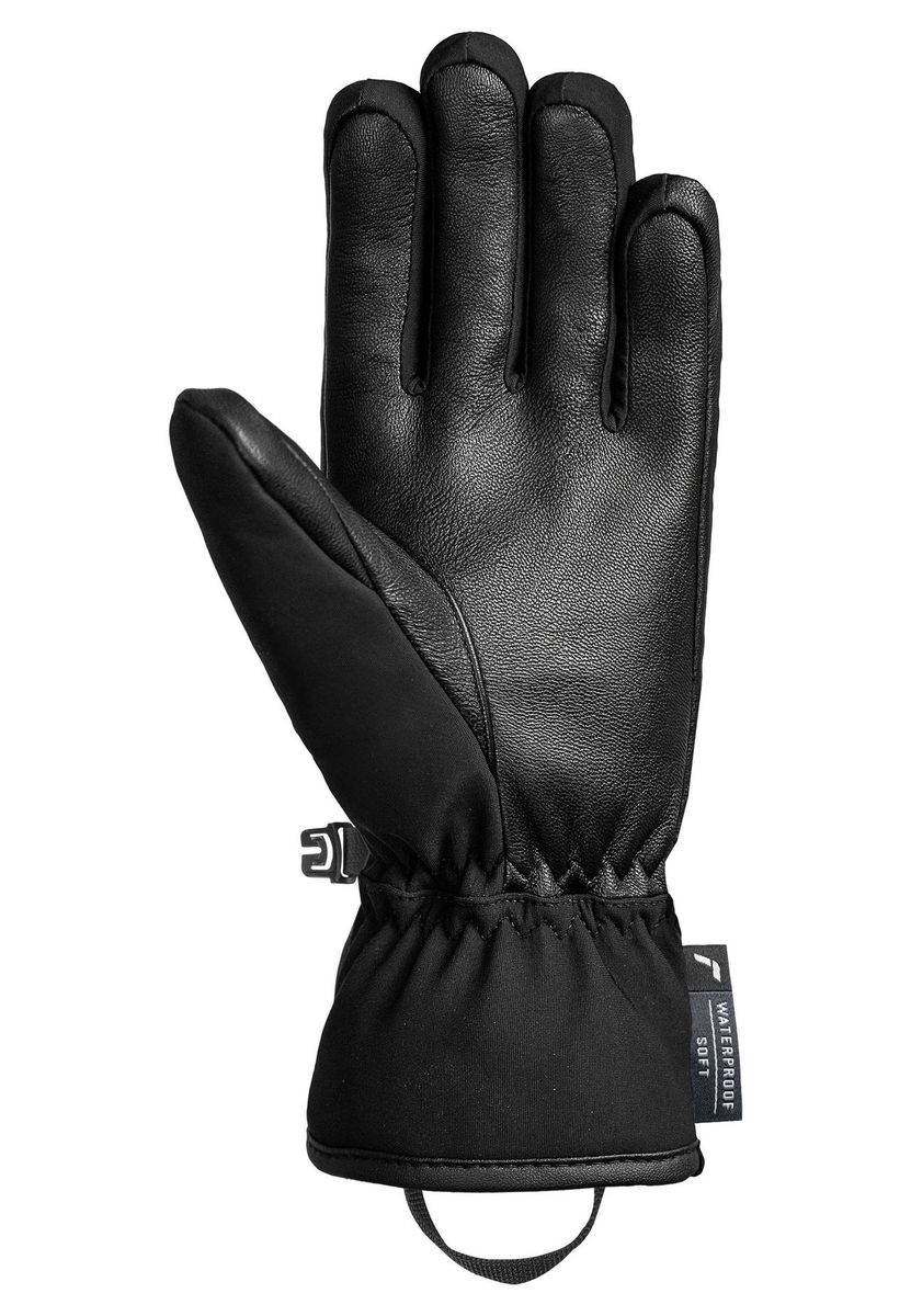 Schwarze Winter-Skihandschuhe mit Leder