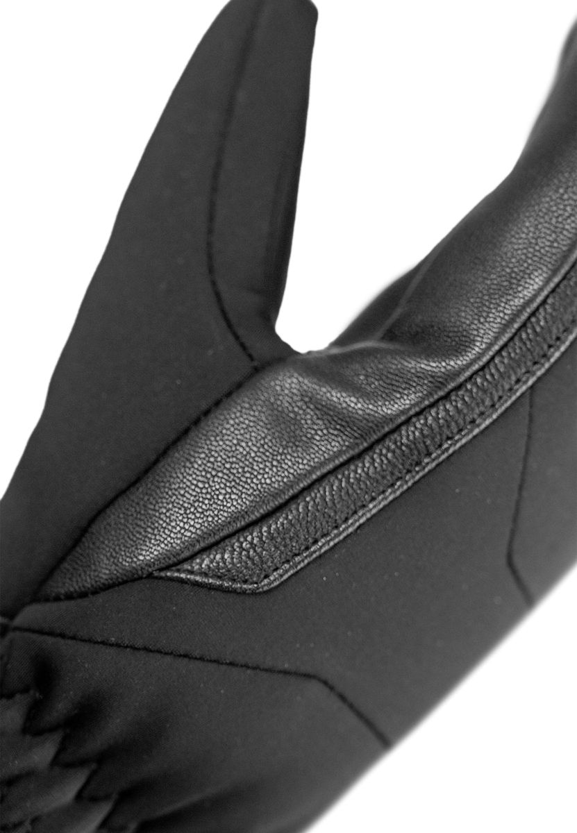 Schwarze Winter-Skihandschuhe mit Leder