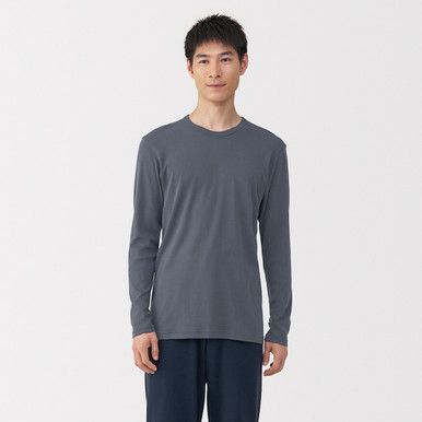 Herren Warmes Baumwoll Langarmshirt Rundhalsausschnitt