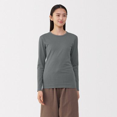 Damen Warmes Dickes Baumwoll Langarmshirt