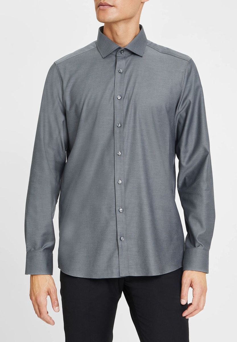 Herren Body Fit Hemd in Grau