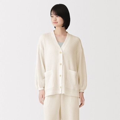 Cardigan aus Waffelstrick mit Relaxed Fit