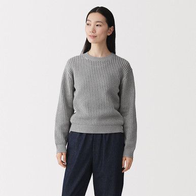 Locker geschnittener Rundhals-Pullover aus Baumwollmischung