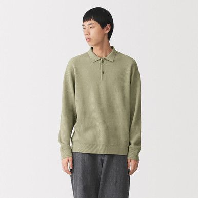Herren Polo-Pullover aus geripptem Baumwollmischgewebe