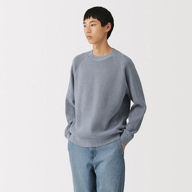 Herren Waffelstrick Rundhals Pullover