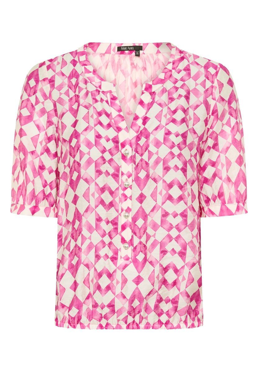 Bedruckte Kurzarmbluse in Pink