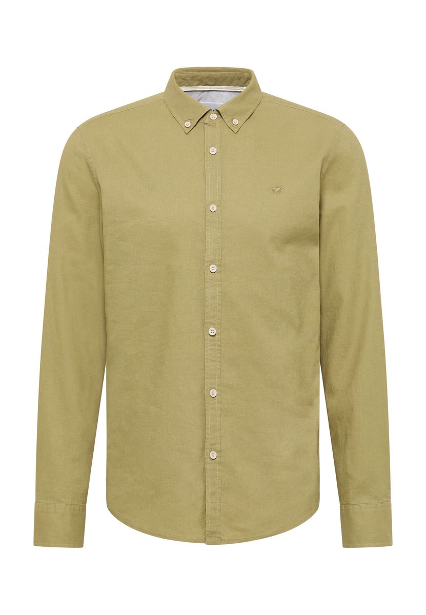 Langärmeliges Button-Down aus Leinenmischung