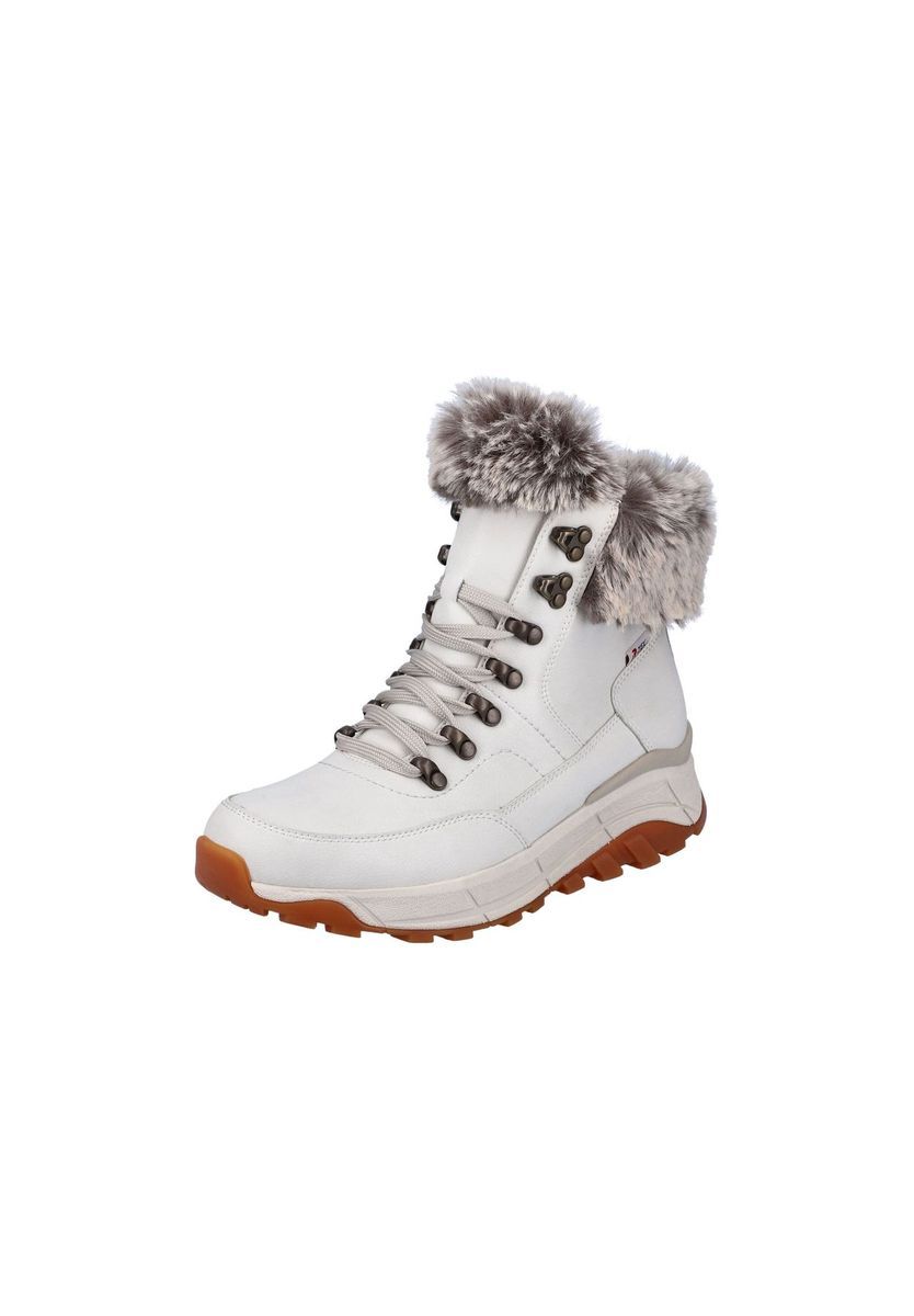 Weißer Schnür-Winterstiefelette