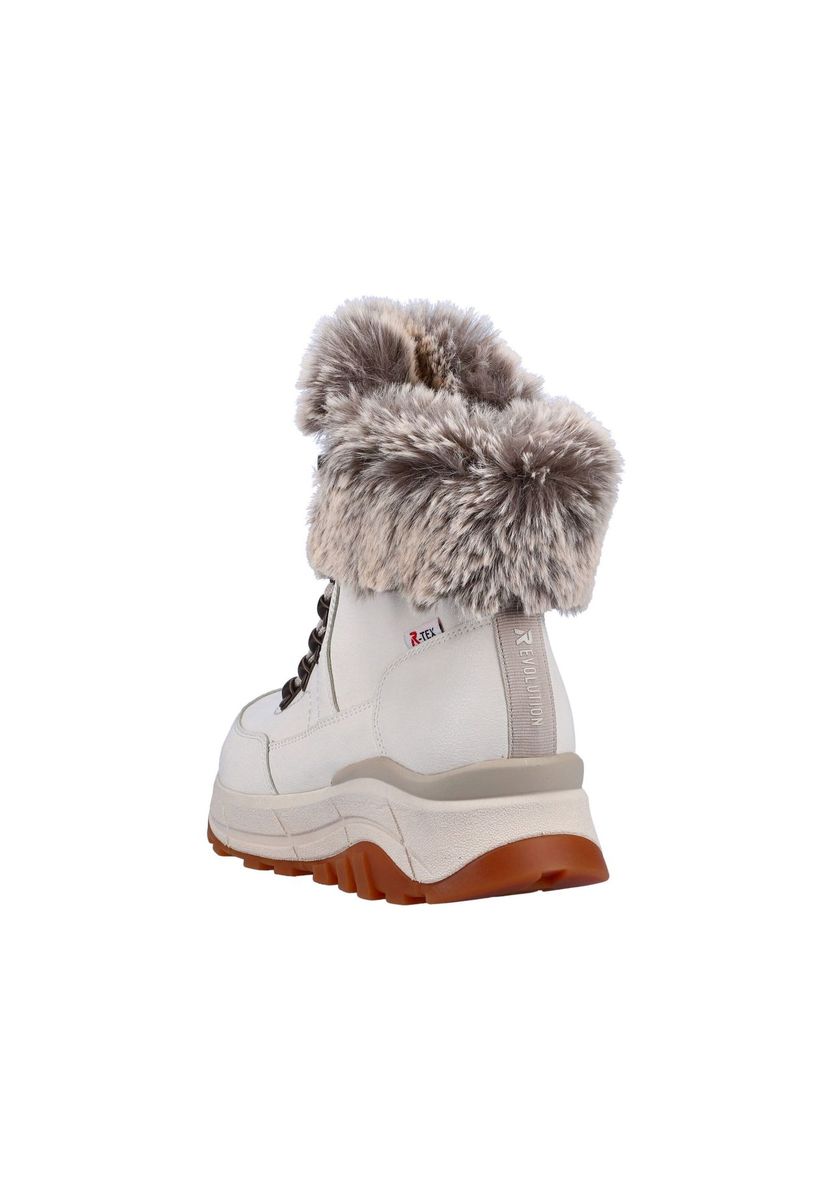 Weißer Schnür-Winterstiefelette