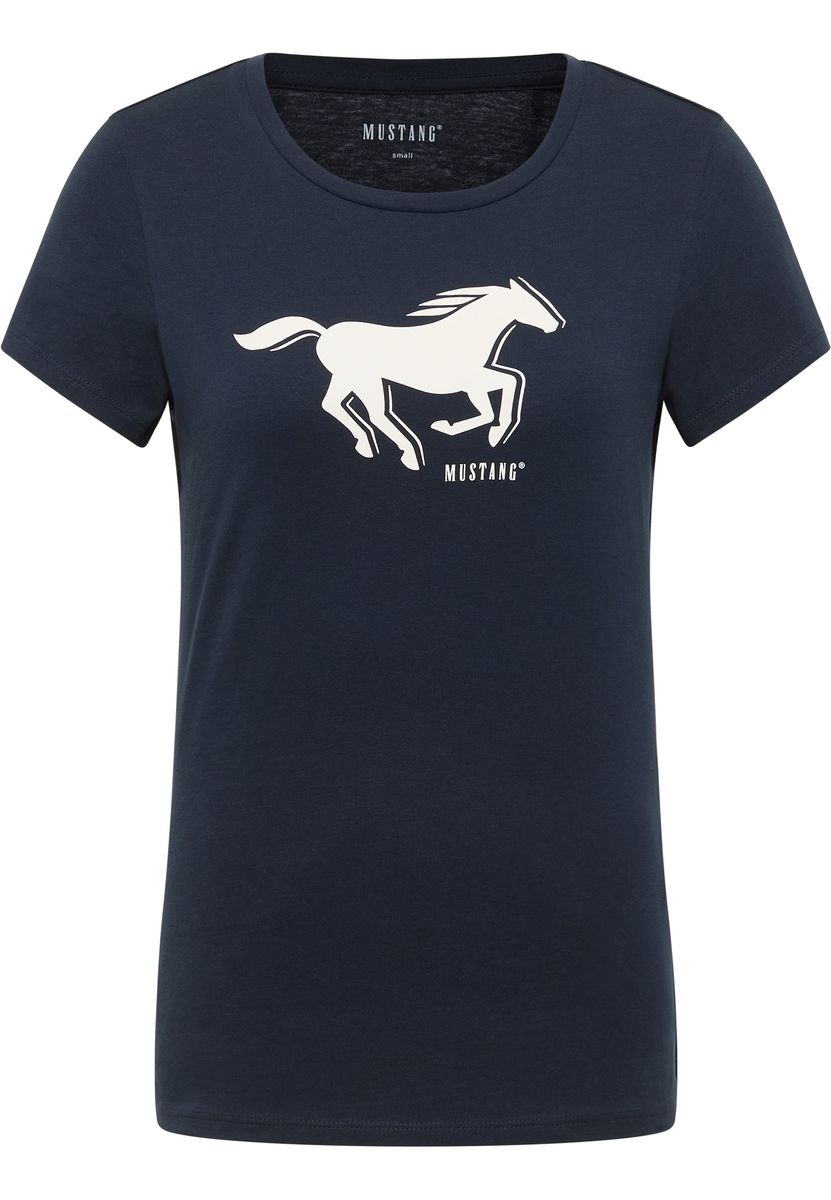Marineblaues T-Shirt mit Rundhalsausschnitt und Grafik