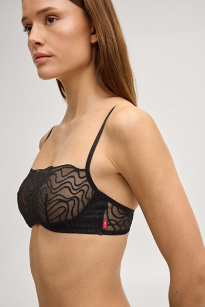 Marc Cain Schwarzer Bandeau-BH mit Spitze und verstellbaren Trägern