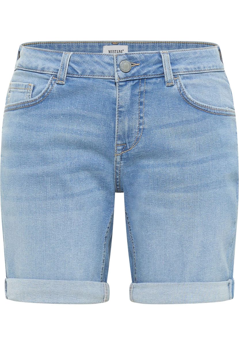 Damen Denim Bermuda Shorts mit Umschlag