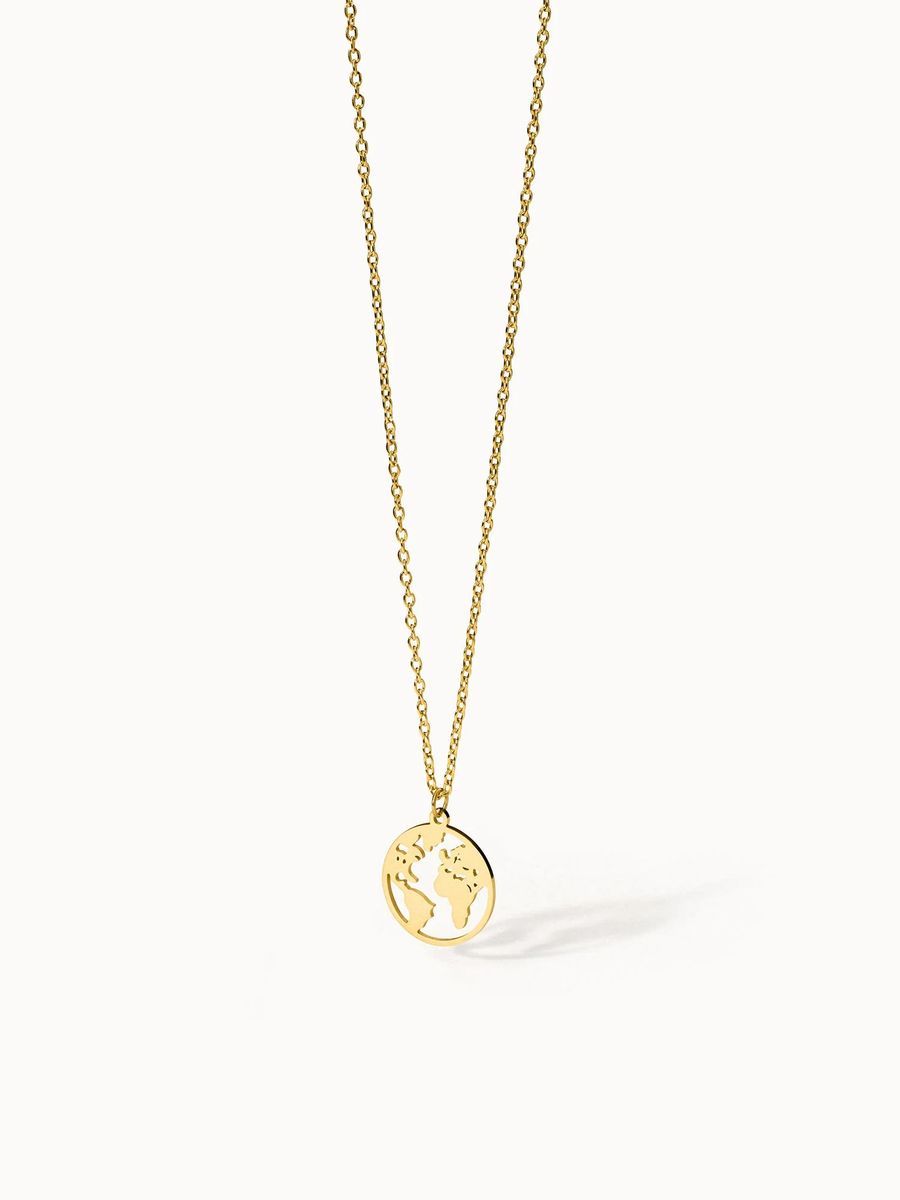 Halskette mit Globus-Anhänger in Gold