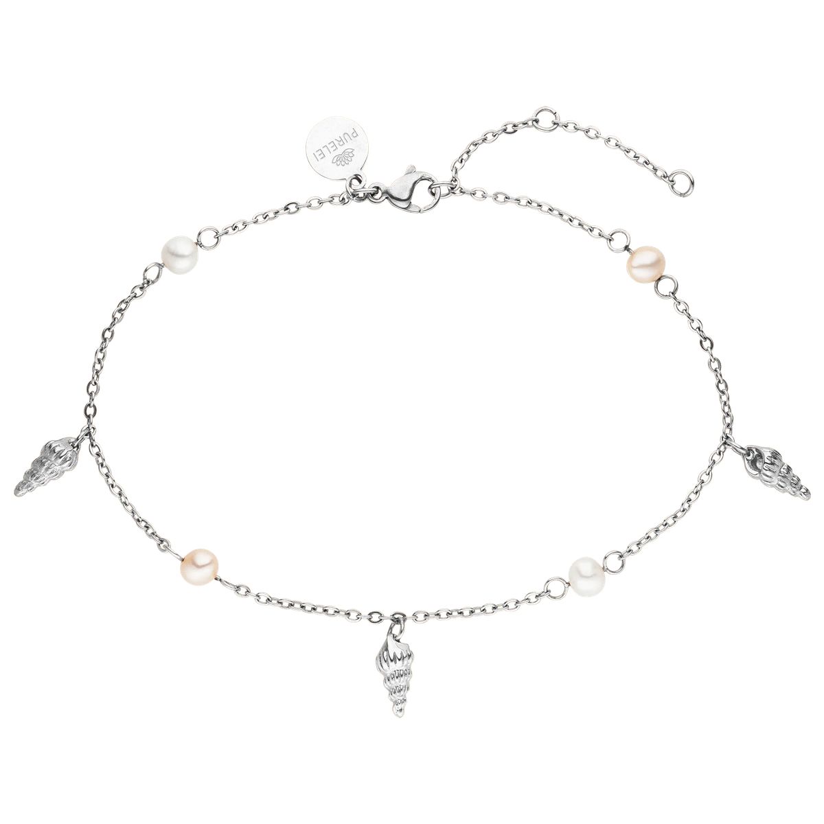 Zarte Fußkette mit Perlen und Muscheln