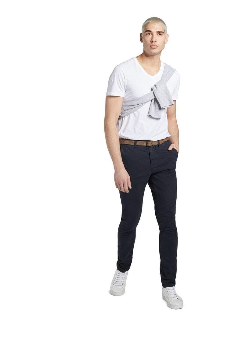 Herren Slim Fit Chinohose mit Gürtel