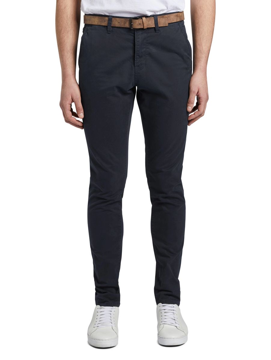 Herren Slim Fit Chinohose mit Gürtel