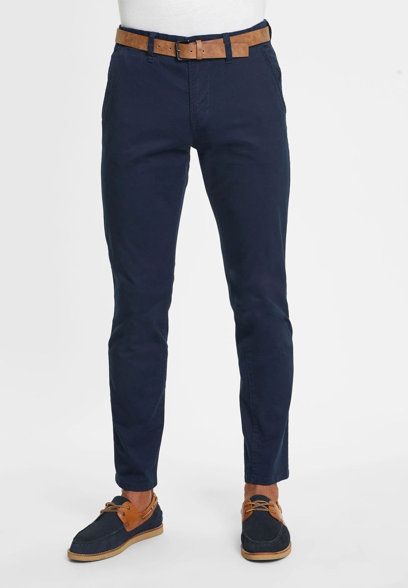 Herren Slim Fit Chinohose mit Gürtel