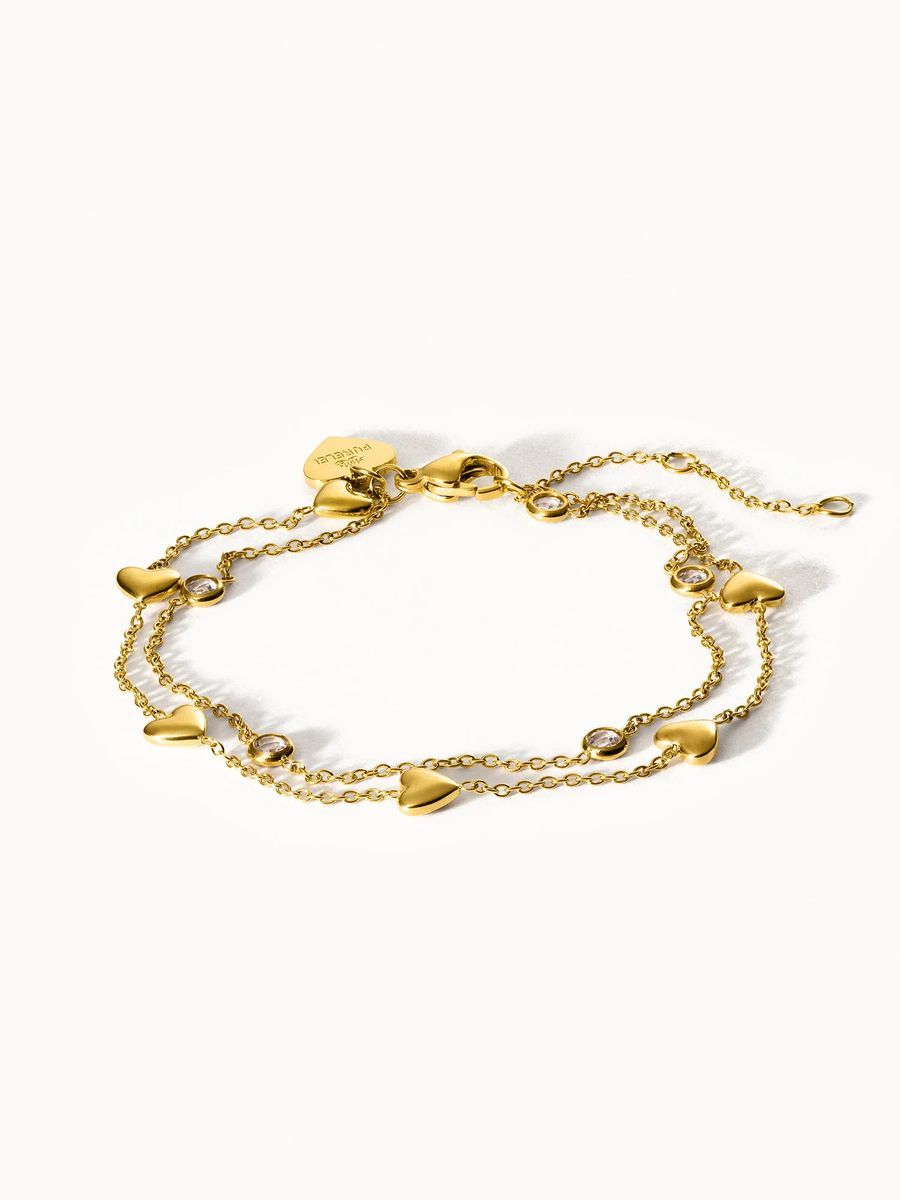 Zierliches Gold Herz Charm Armband