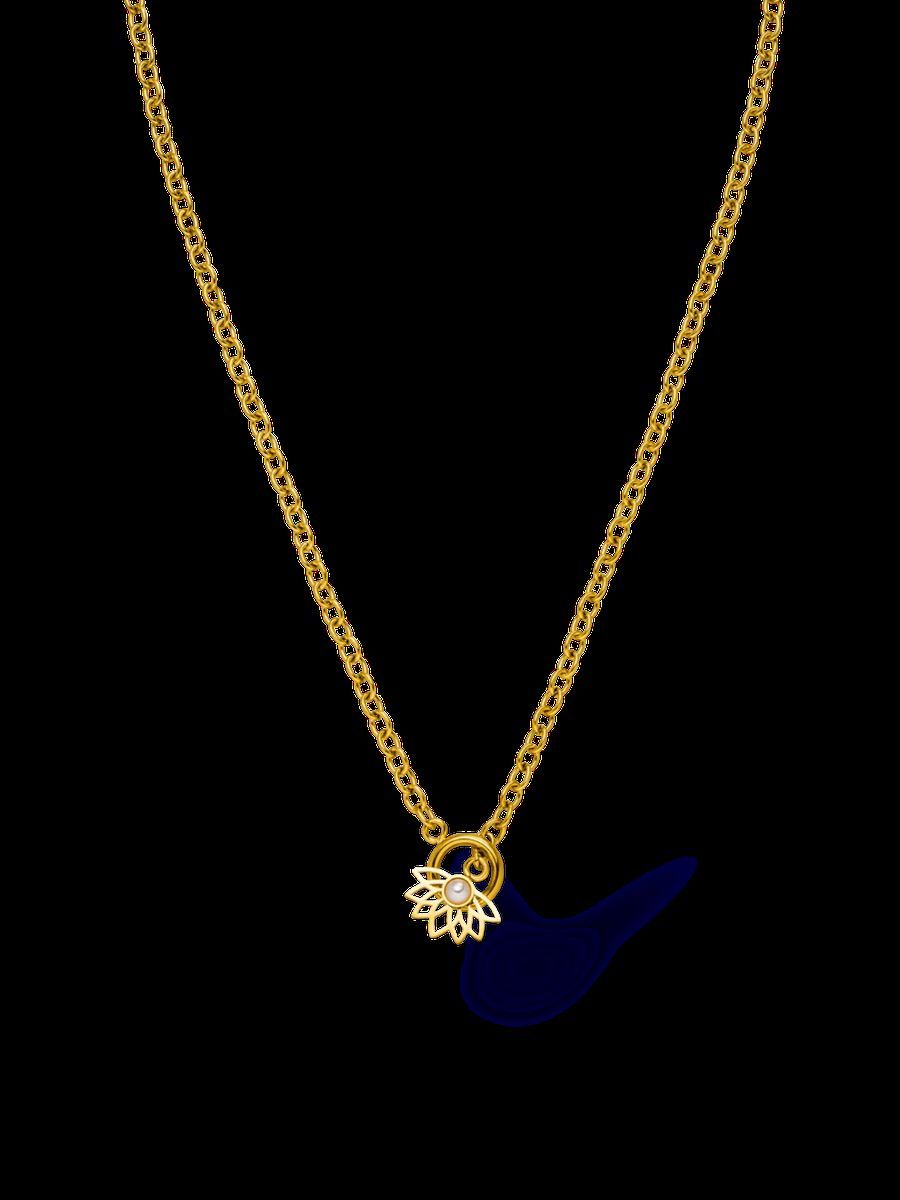Y-Halskette mit Lotus-Charm und Perle