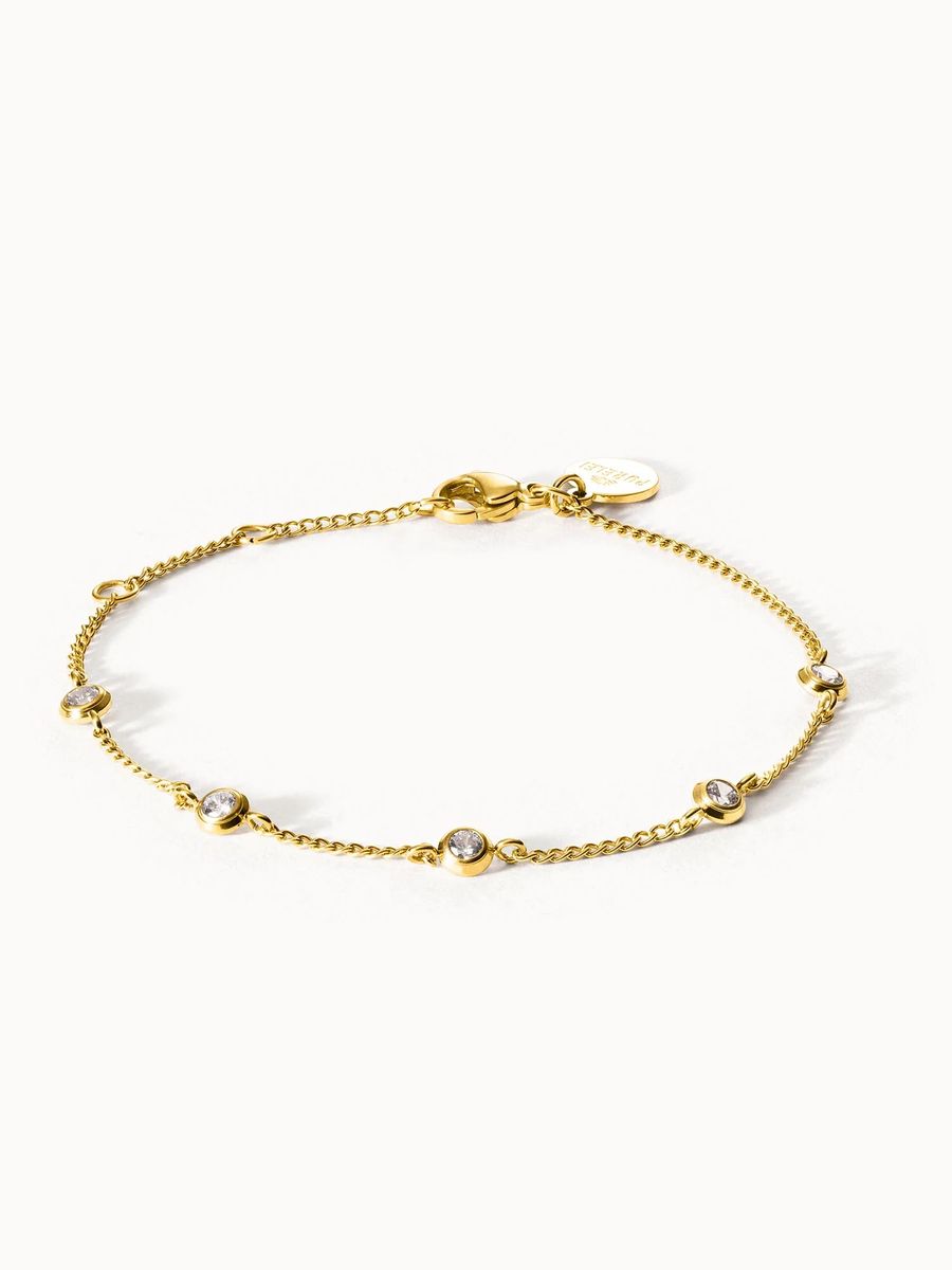 Zartes goldenes Kettenarmband mit Kristallen