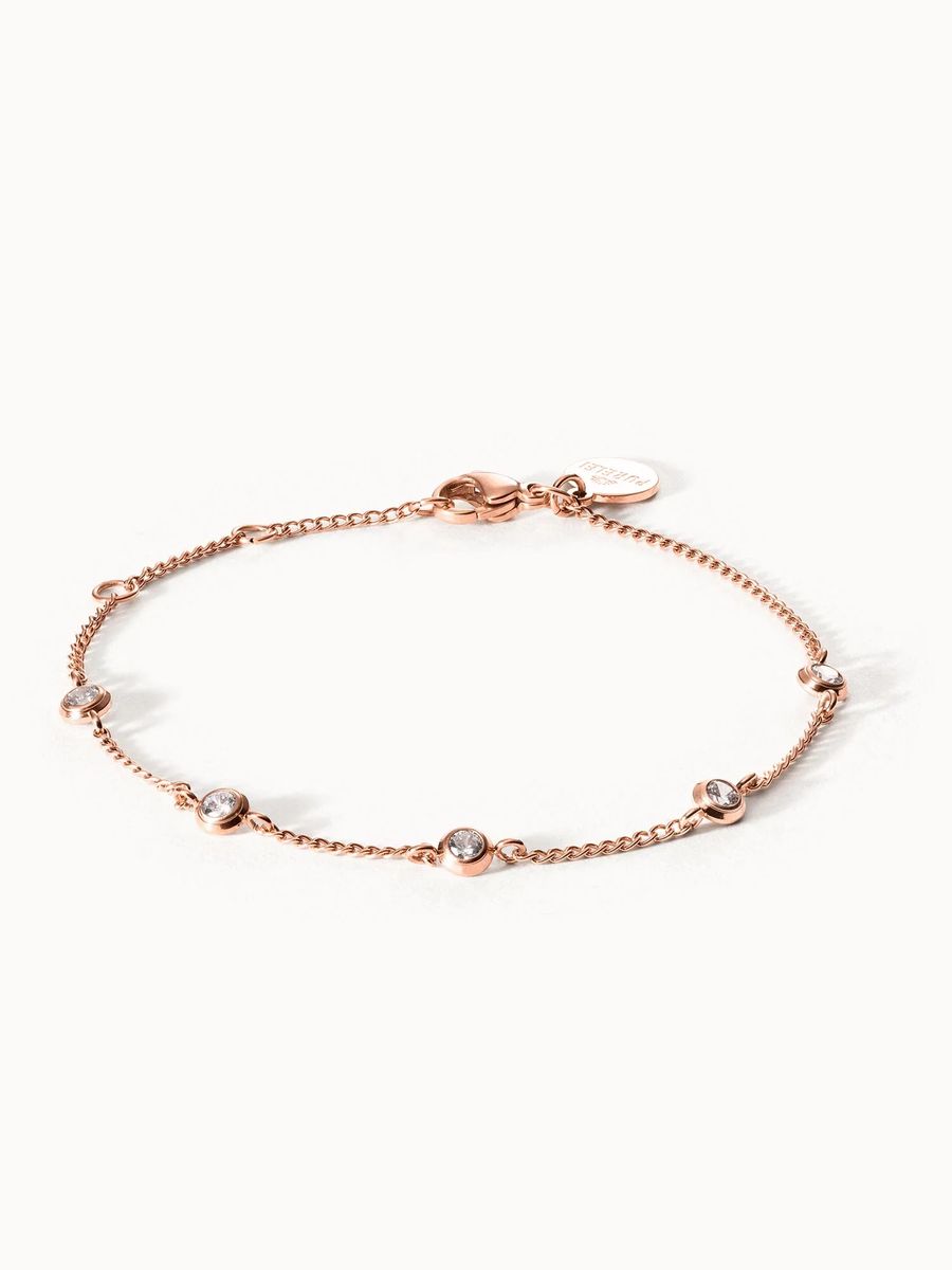 Zartes goldenes Kettenarmband mit Kristallen