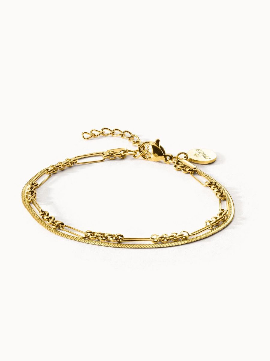 Mehrreihiges Kettenarmband in Goldton