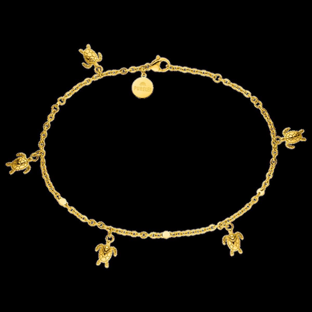 Gold Schildkröten-Charm-Fußkettchen