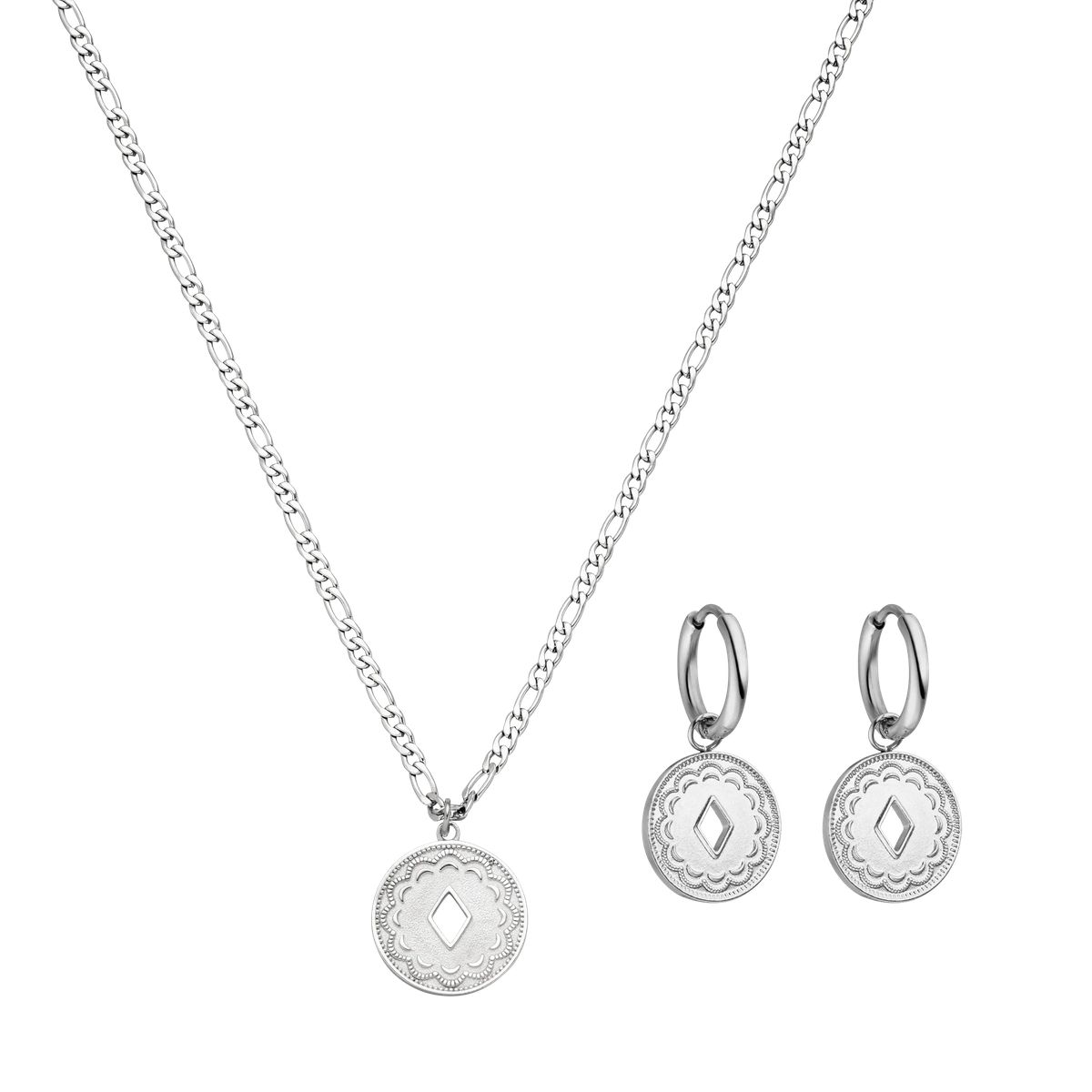 Goldmünze Anhänger Halskette Ohrring Set