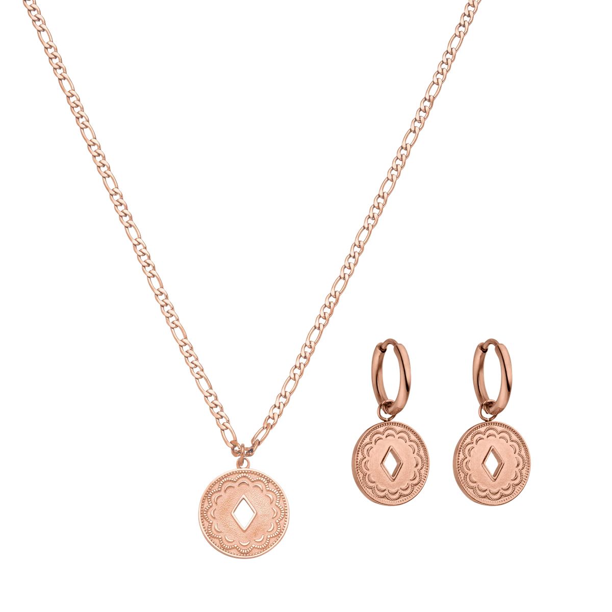 Goldmünze Anhänger Halskette Ohrring Set