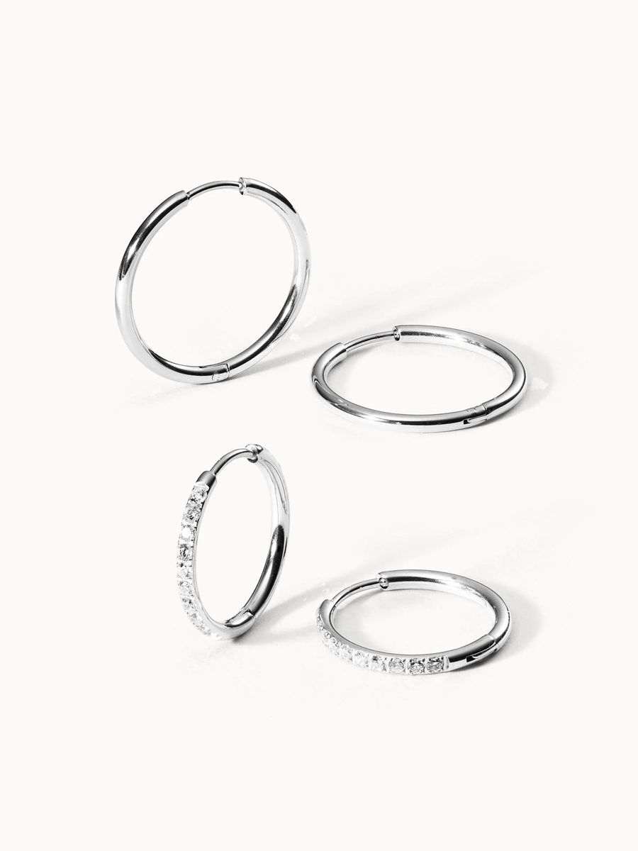 Goldene Creolen Set mit Zirkonia