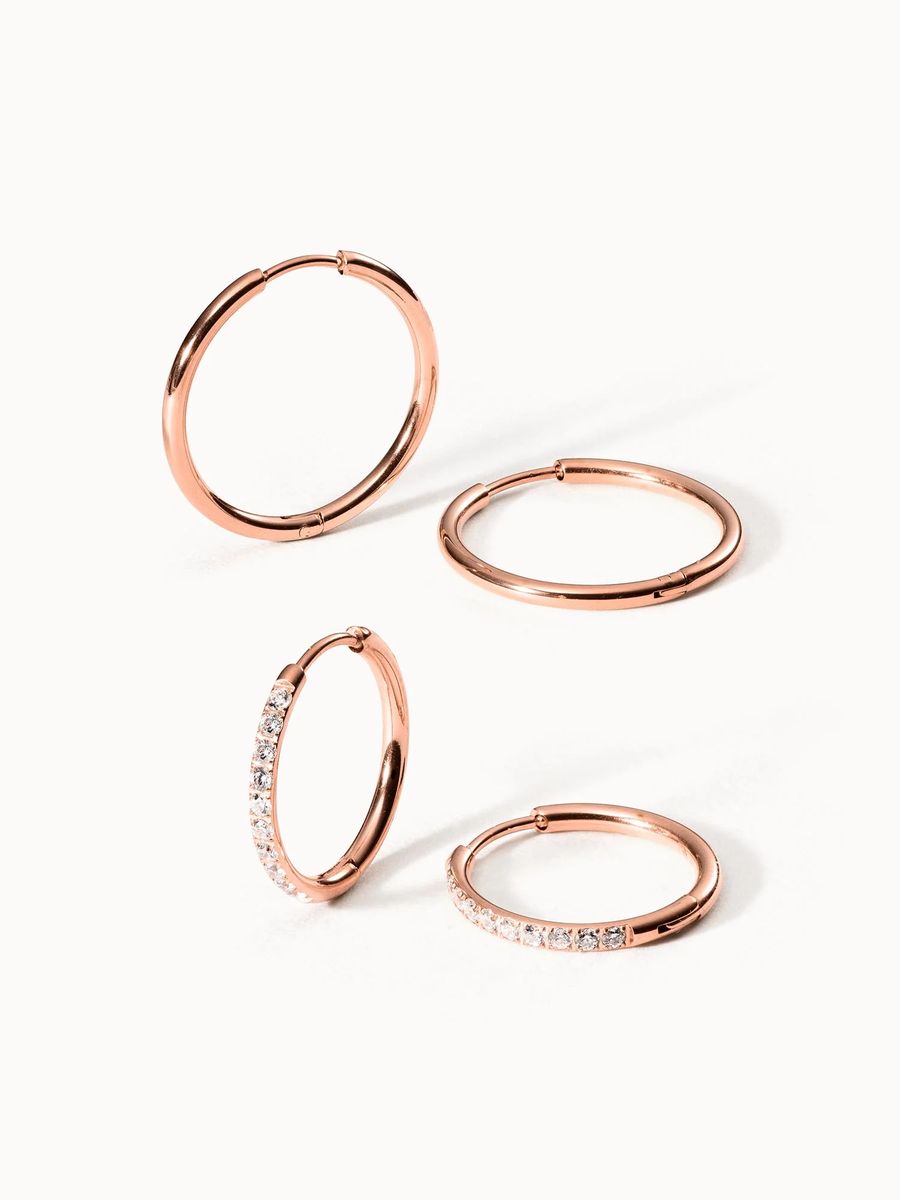 Goldene Creolen Set mit Zirkonia