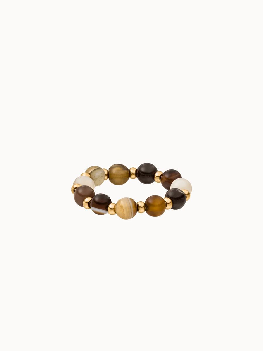 Naturstein Perlen Stretch Ring