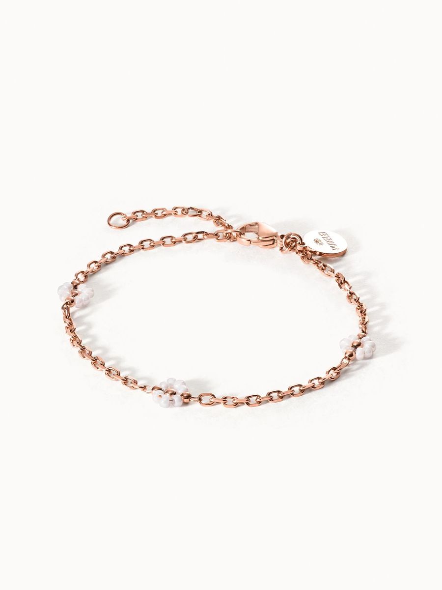 Zartes Perlenblumen-Kettenarmband
