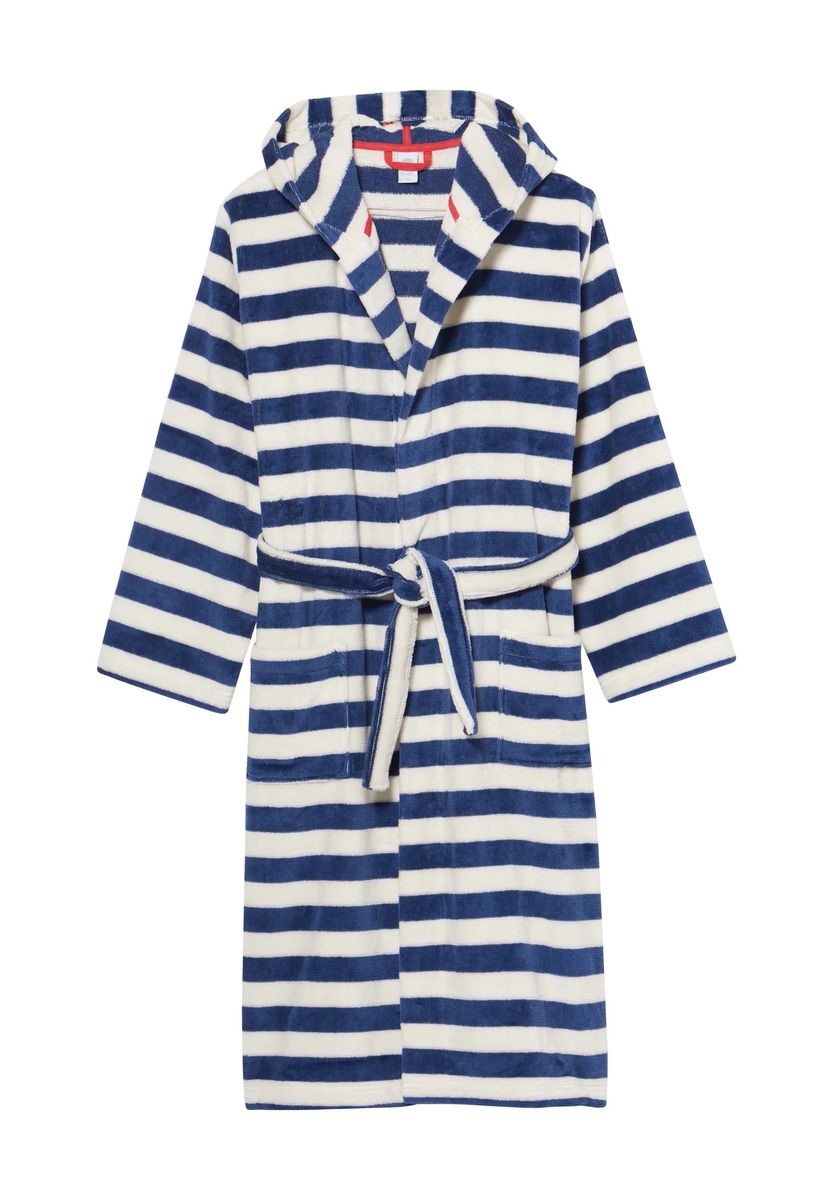 Sanetta Bademantel, Streifen-Design, aufgesetzte Taschen, für Kinder, blau|weiß, 104