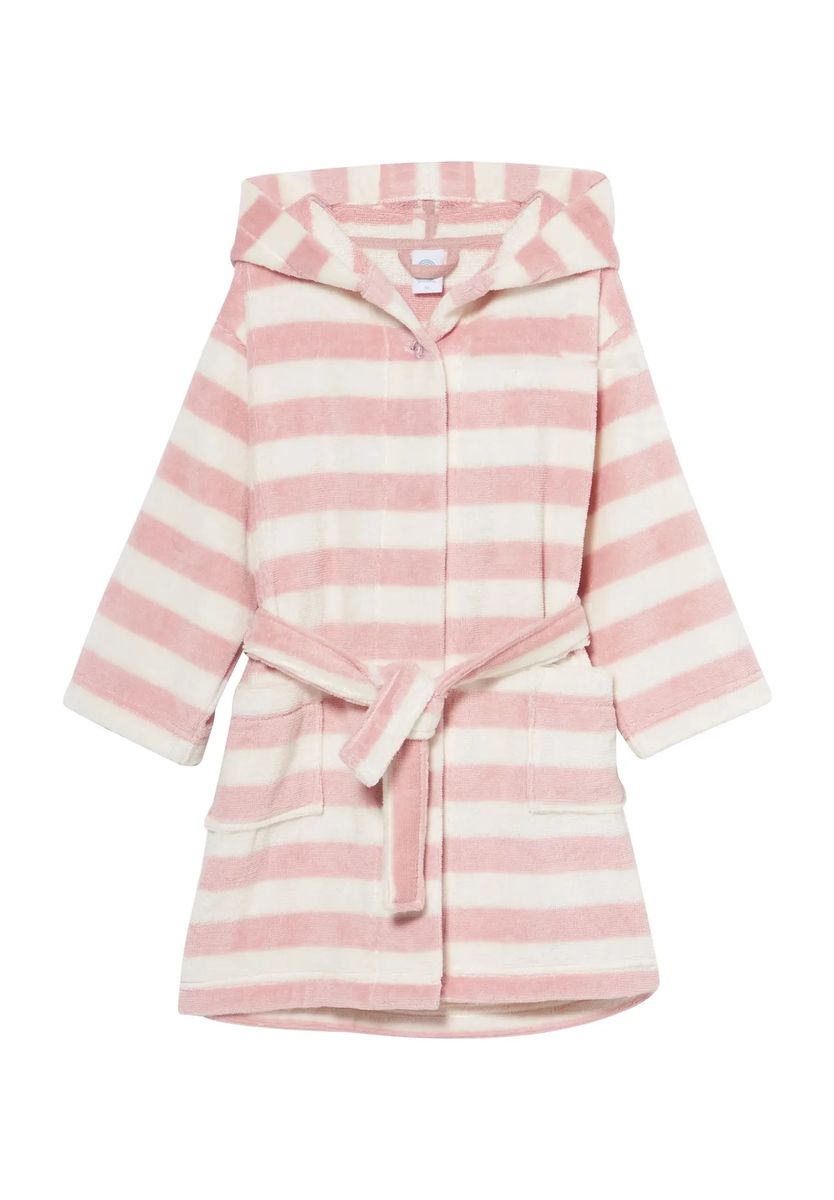 Sanetta Bademantel, Kapuze, Streifen-Design, für Kinder, rosa|weiß, 104