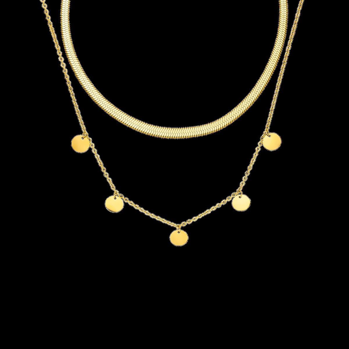 Zweiteiliges goldenes Halskettenset mit Anhängern