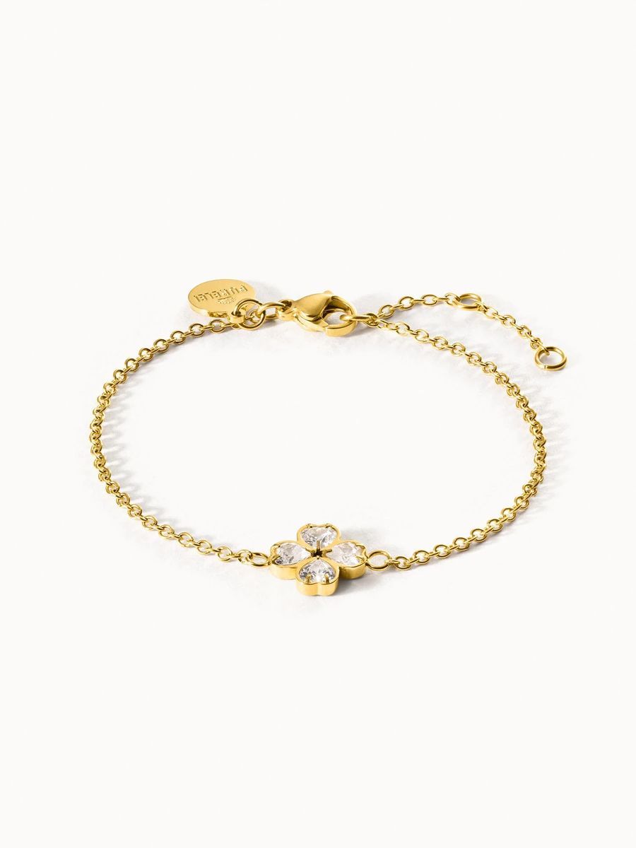 Armband mit Goldkette und Kleeanhänger
