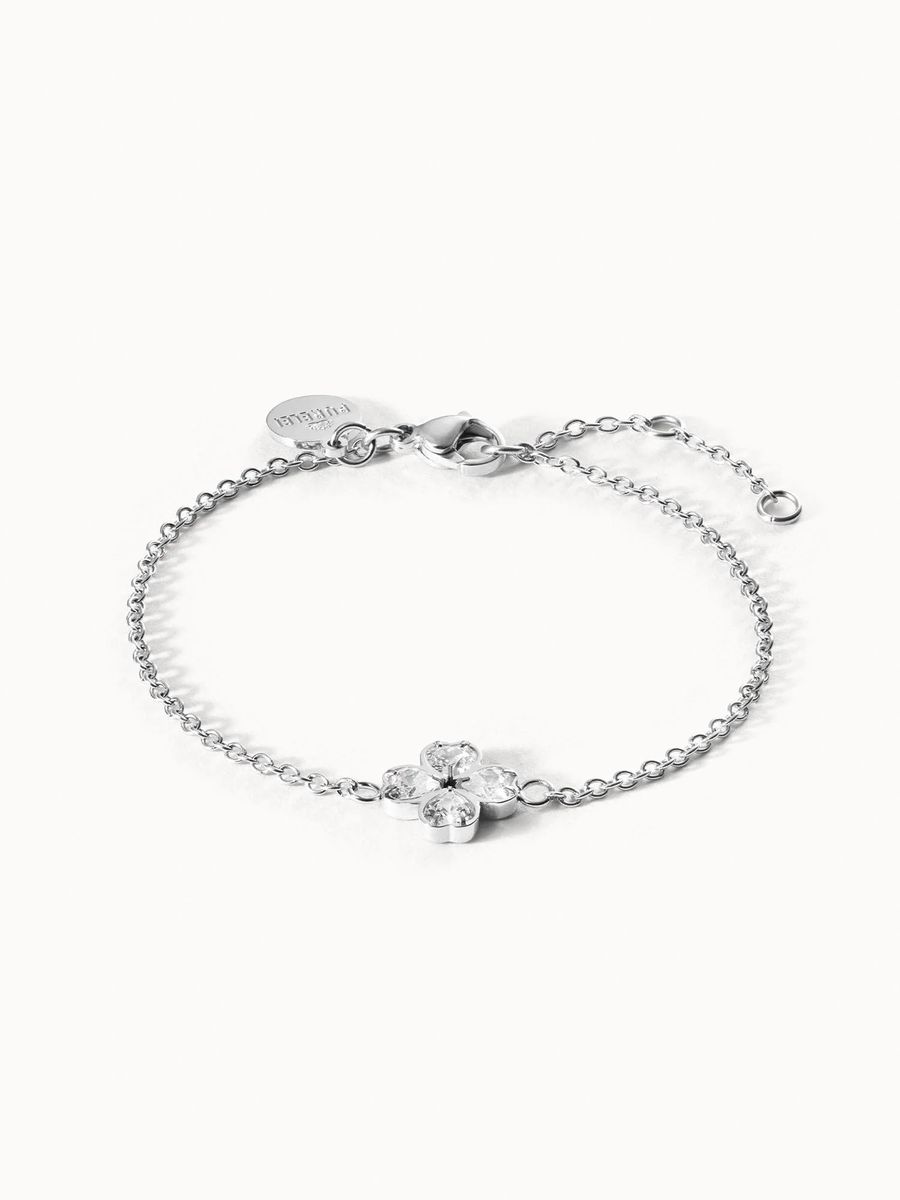 Armband mit Goldkette und Kleeanhänger