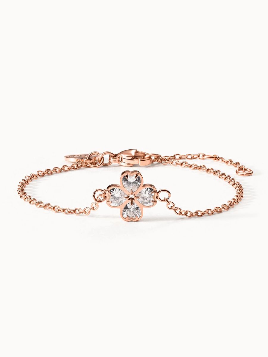 Armband mit Goldkette und Kleeanhänger