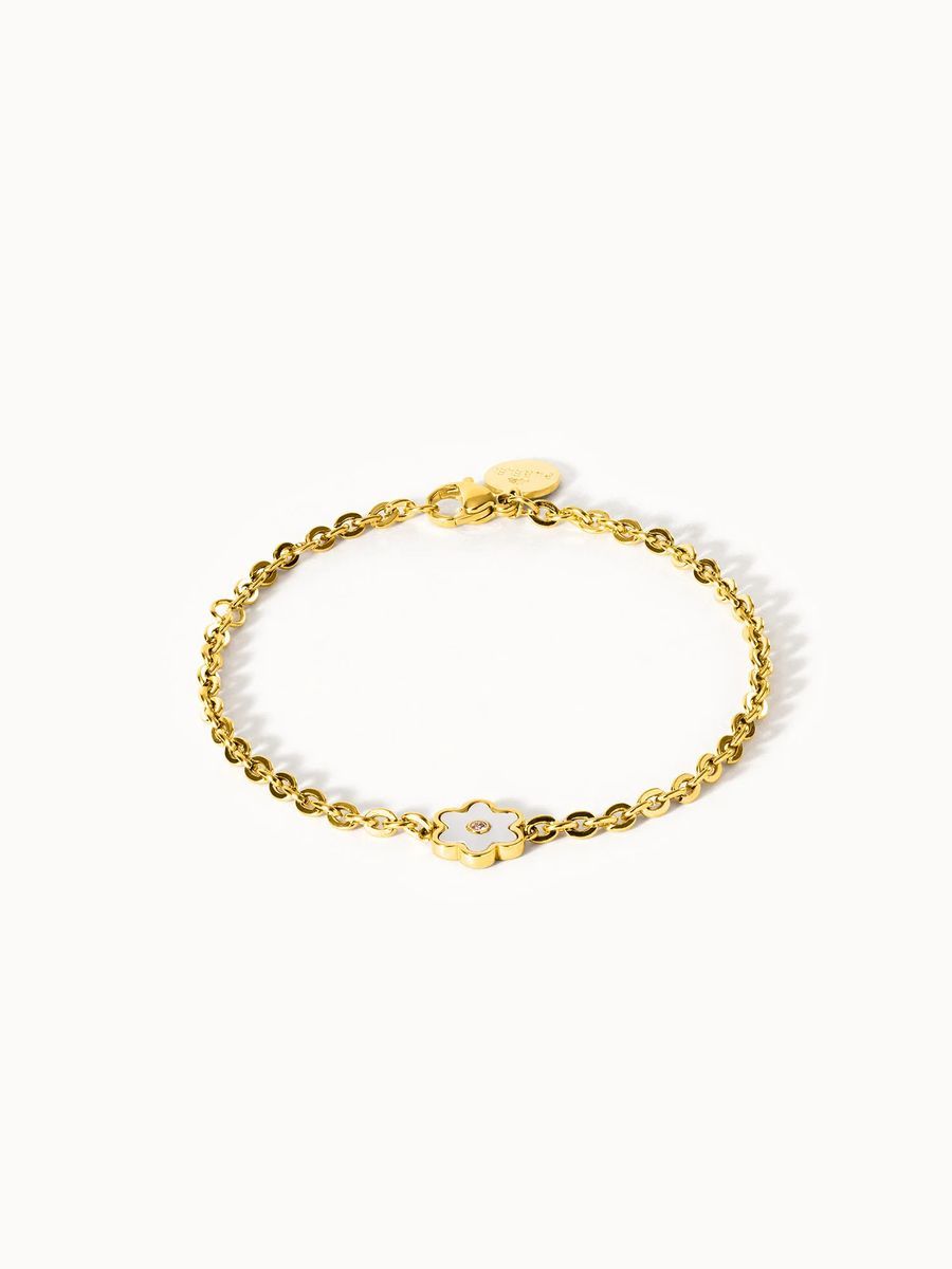 Zartes Goldketten-Armband mit Blume
