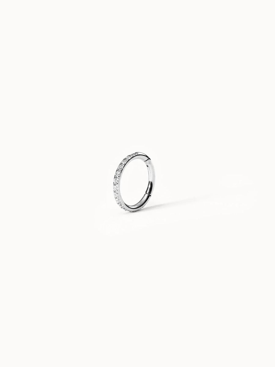 Goldener Klapp-Creole Piercing mit Zirkonia