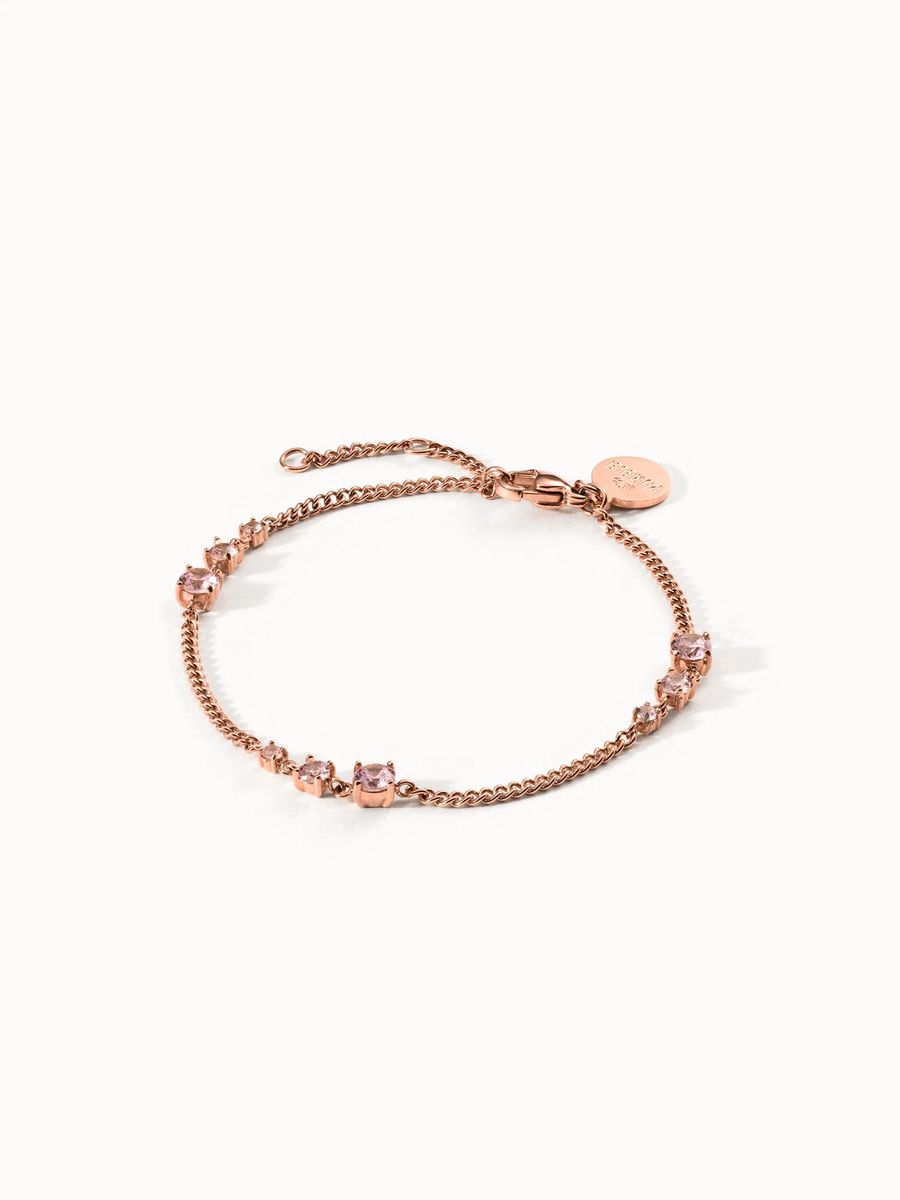 Zartes goldenes Kettenarmband mit rosa Steinen