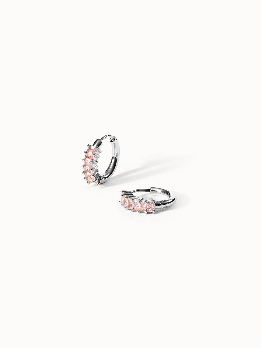 Pink Zirkonia Huggie Creolen Ohrringe