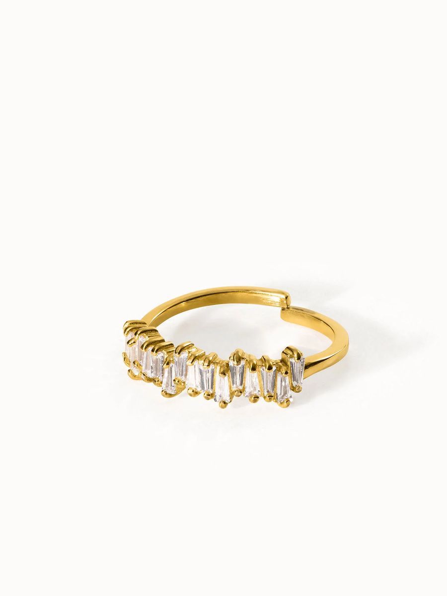 Verstellbarer Kristall Baguette Stapelring