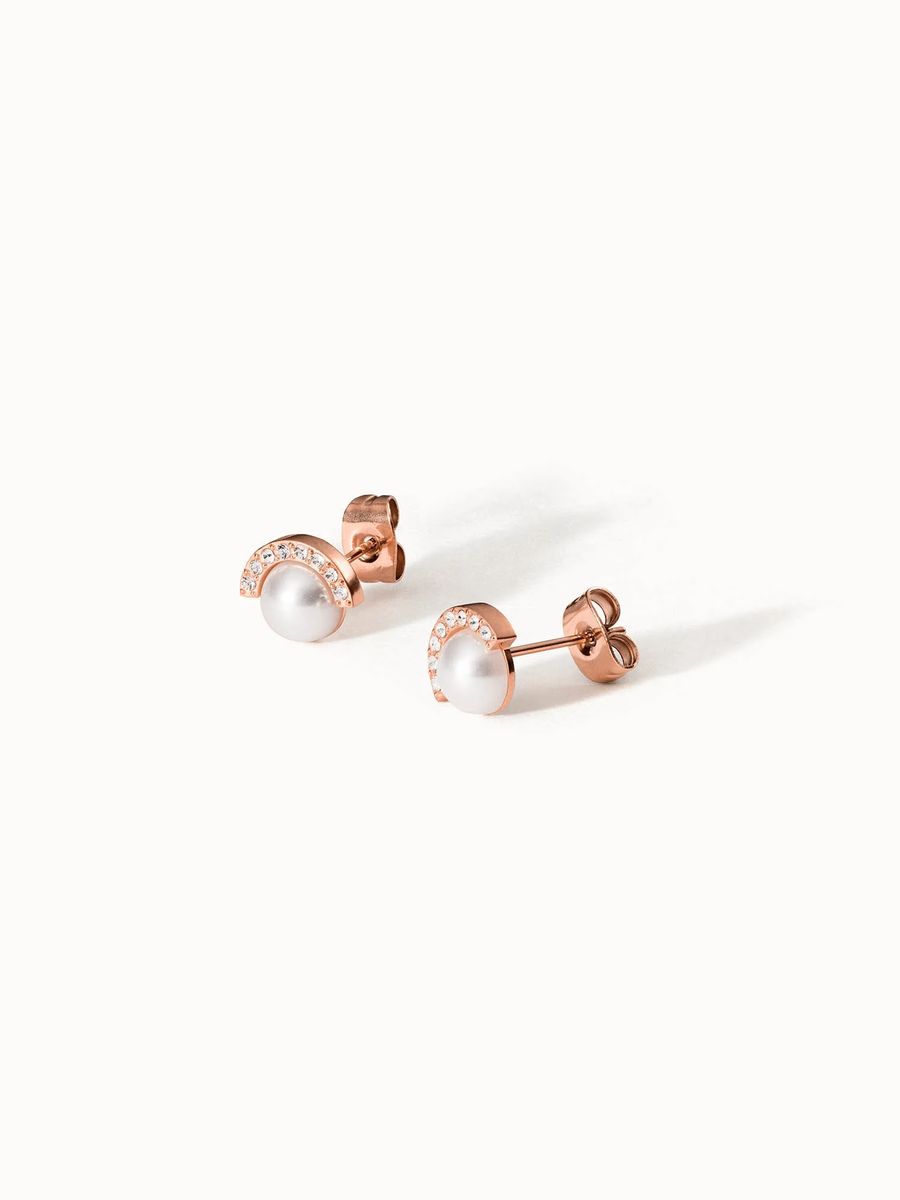 Perlenohrstecker mit Zirkonia-Steinen
