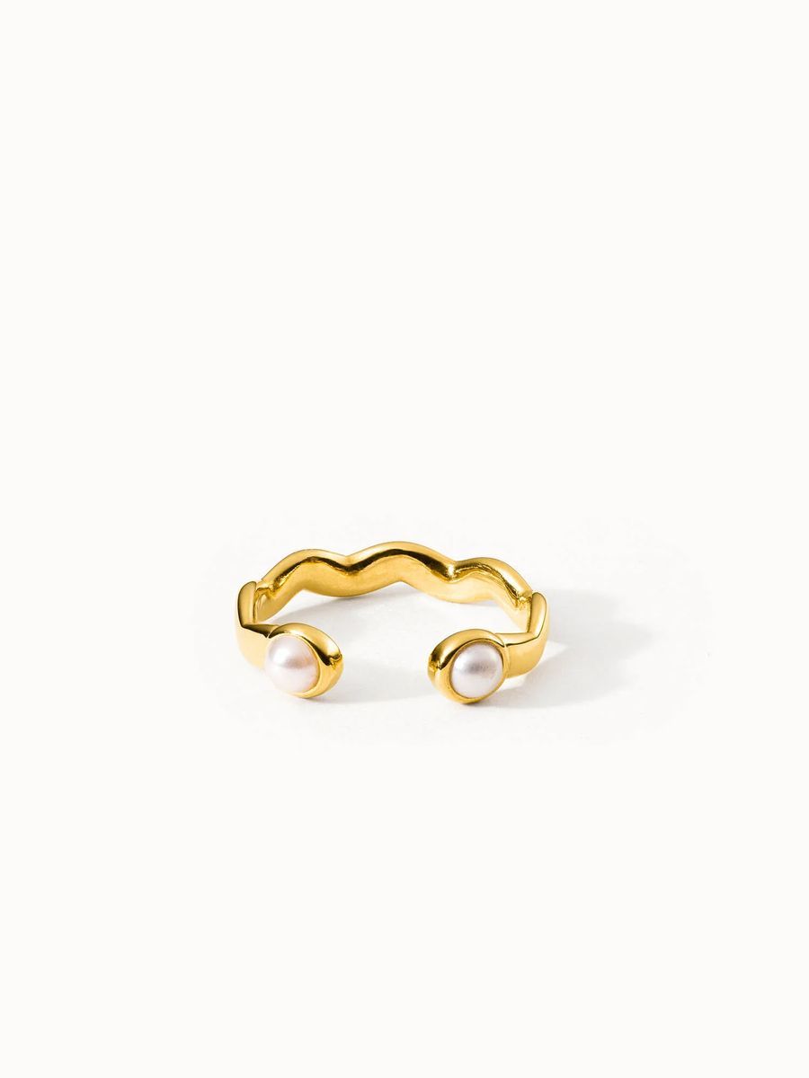 Perlenbesetzter offener Armreif Ring