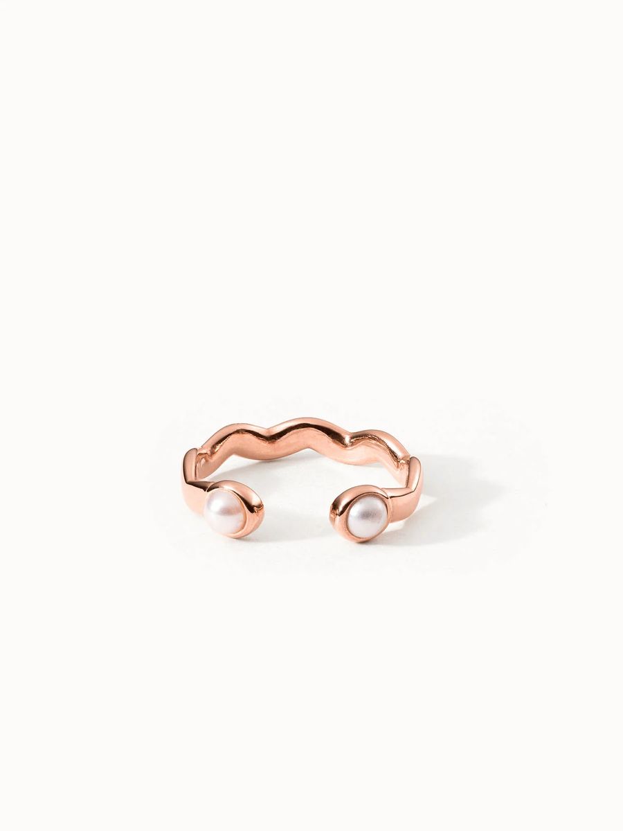 Perlenbesetzter offener Armreif Ring